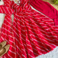 Red-Pink Organza Taby Silk Printed Anarkali Set with Dupatta
