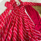 Red-Pink Organza Taby Silk Printed Anarkali Set with Dupatta