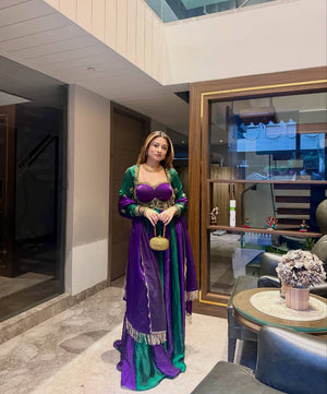 Purple Green Sequin Gown