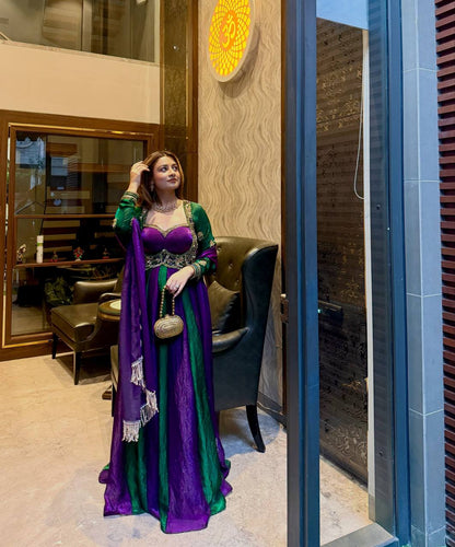 Purple Green Sequin Gown