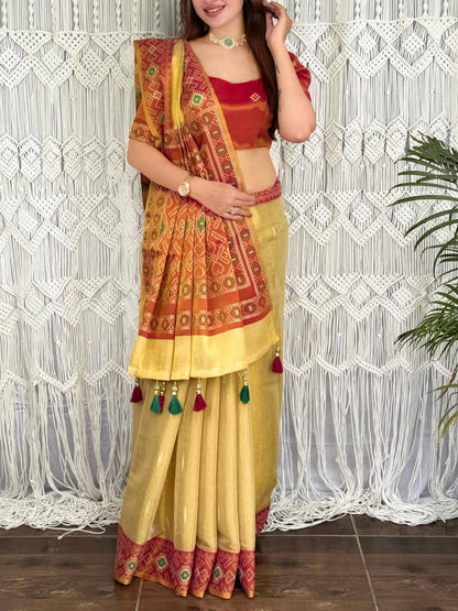 Golden Patola Zari Saree