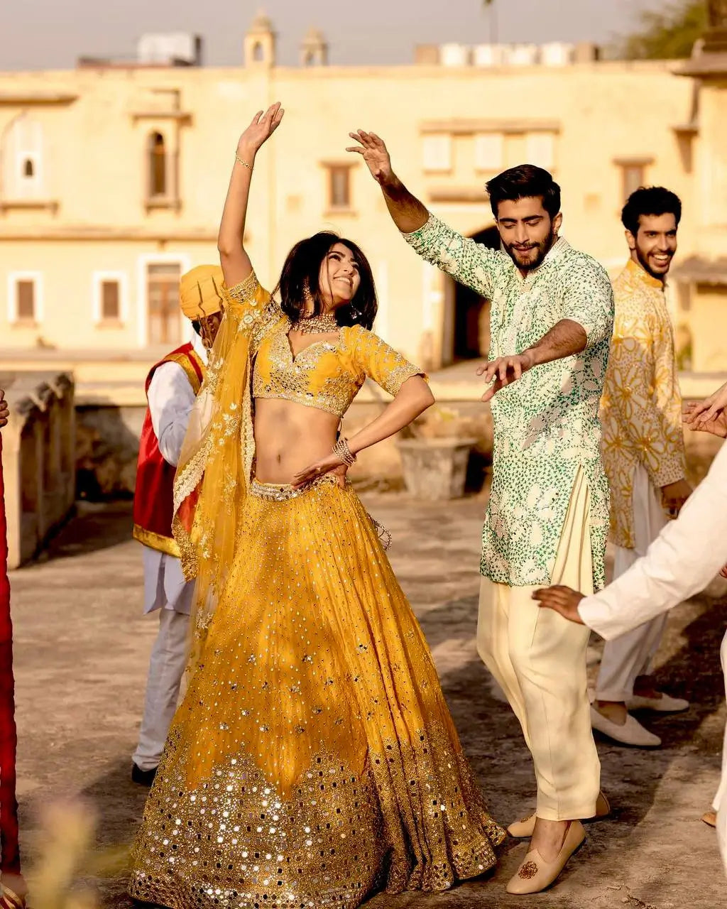 Georgette Mirror Work Lehenga Set