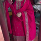 Embroidered Chinnon Silk Suit Set with Dupatta