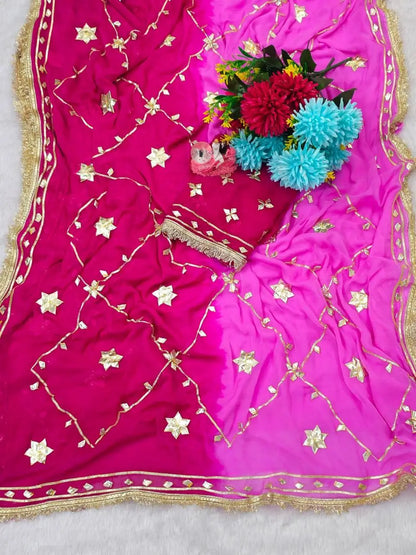 Pure Chiffon Gota Patti Saree with Designer Lace for Festive and Wedding Wear