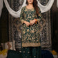 Elegant Chinon Semi Beads Embroidered Kurti Palazzo Set for Festive and Wedding Wear