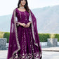 Designer Fox Georgette Embroidered Gown Set for Festive and Wedding Wear