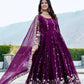 Designer Fox Georgette Embroidered Gown Set for Festive and Wedding Wear