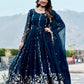 Designer Fox Georgette Embroidered Gown Set for Festive and Wedding Wear