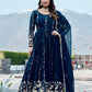 Designer Fox Georgette Embroidered Gown Set for Festive and Wedding Wear