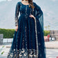 Designer Fox Georgette Embroidered Gown Set for Festive and Wedding Wear
