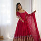 Designer Georgette Embroidered Gown Set
