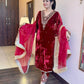 Viscose Velvet Embroidered Suit Set