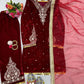 Viscose Velvet Embroidered Suit Set