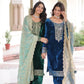 Viscose Velvet Embroidered Suit Set