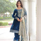 Viscose Velvet Embroidered Suit Set