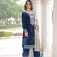 Viscose Velvet Embroidered Suit Set