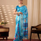Floral Lichi Silk Saree with Zari Border