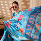 Floral Lichi Silk Saree with Zari Border
