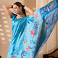Floral Lichi Silk Saree with Zari Border