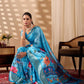 Floral Lichi Silk Saree with Zari Border