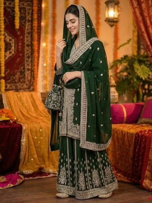 Designer Faux Georgette Chinon Sequins Sharara Set for Festive and Wedding Wear