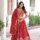 Vichitra Silk Embroidered Lehenga Set for Wedding and Festive Wear