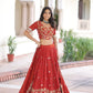 Vichitra Silk Embroidered Lehenga Set for Wedding and Festive Wear