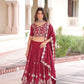 Embroidered Vichitra Silk Lehenga Set