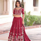 Embroidered Vichitra Silk Lehenga Set
