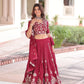 Embroidered Vichitra Silk Lehenga Set