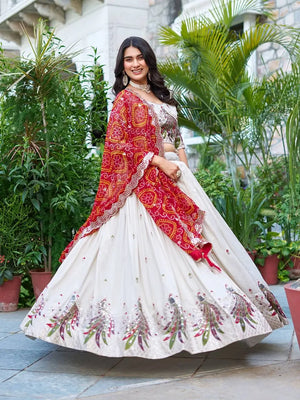 Embroidered Tissue Silk Festival Lehenga Choli