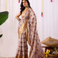 Floral Lichi Silk Saree with Zari Border