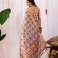 Floral Lichi Silk Saree with Zari Border