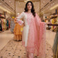 White Roman Glass Embroidery Suit with Dupatta