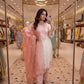 White Roman Glass Embroidery Suit with Dupatta