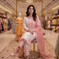 White Roman Glass Embroidery Suit with Dupatta