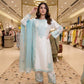 White Roman Glass Embroidery Suit with Dupatta