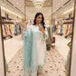 White Roman Glass Embroidery Suit with Dupatta