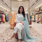 White Roman Glass Embroidery Suit with Dupatta