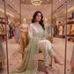 White Roman Glass Embroidery Suit with Dupatta