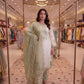 White Roman Glass Embroidery Suit with Dupatta