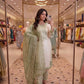 White Roman Glass Embroidery Suit with Dupatta