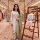 White Roman Glass Embroidery Suit with Dupatta