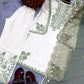 White Roman Glass Embroidery Suit with Dupatta