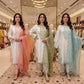 White Roman Glass Embroidery Suit with Dupatta