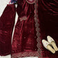 Embroidered Velvet Suit Set