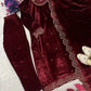 Embroidered Velvet Suit Set