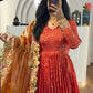 Designer Chinon Silk Embroidered Gown Set