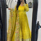Designer Chinon Silk Embroidered Gown Set
