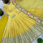 Designer Chinon Silk Embroidered Gown Set